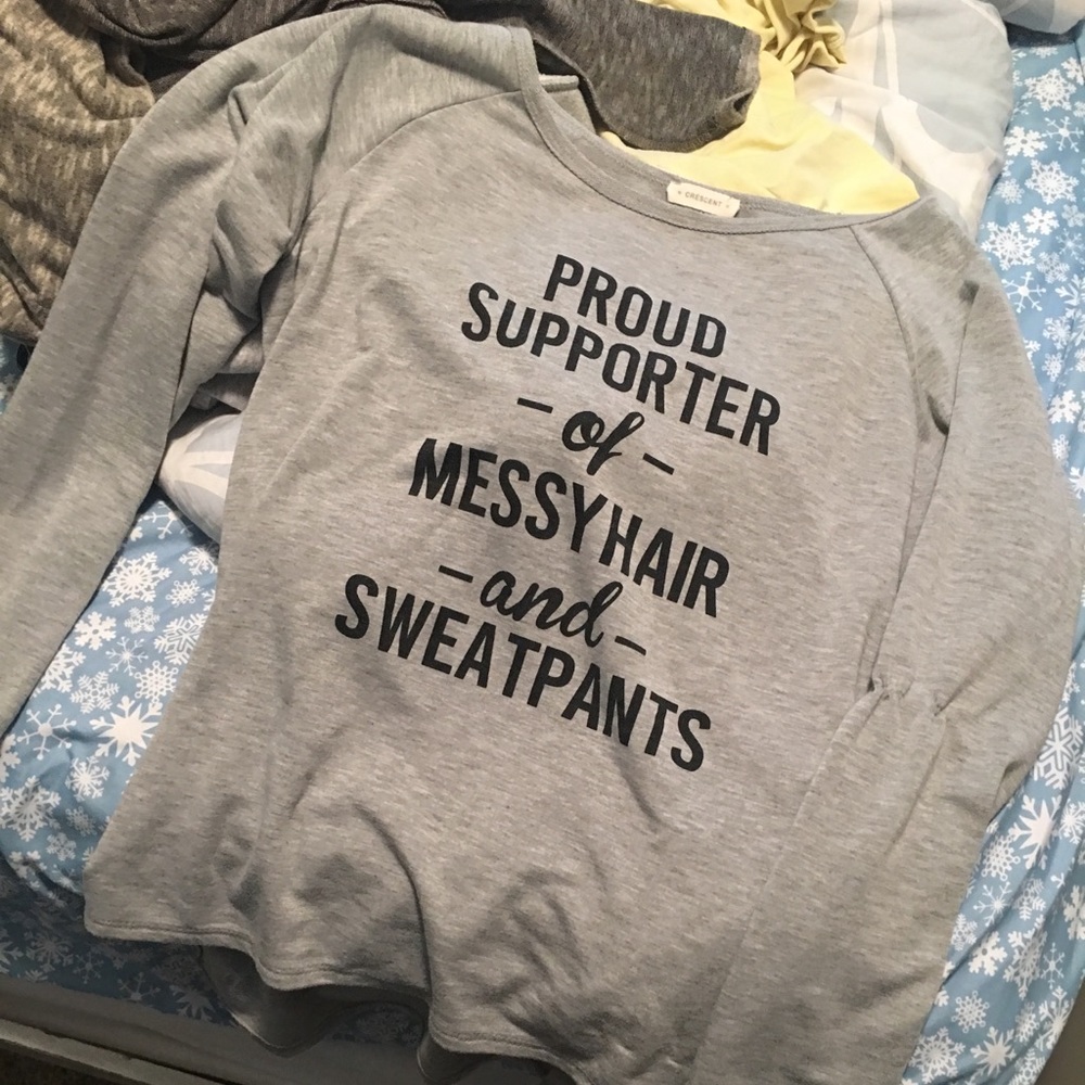 Cute comfy messy hair sweatpants graphic hoodie